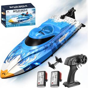 قارب RC بسرعة 25 كم/ساعة، قارب تحكم عن بعد مقاوم للماء عالي السرعة، تبريد المياه، جهاز تحكم عن بعد 2.4 جيجا هرتز، بطاريتان، مصابيح LED، قلب بمفتاح واحد، بطارية منخفضة ومنبه خارج النطاق، سباق حمام السباحة والبحيرة للأطفال والكبار in Kuwait
