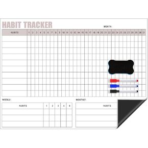 Maitys Habit Tracker للثلاجة 12 × 16 بوصة متتبع التمارين المغناطيسية مجلة الدافع الجاف محو الهدف تقويم العادة للسبورة البيضاء مع 3 أقلام ماركر وممحاة واحدة in Kuwait
