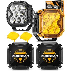 كبسولات LED سبوت من سلسلة Auxbeam Cube-Z مقاس 4 بوصات مع 3 أوضاع لإشارة الانعطاف DRL + أغطية إضاءة Pod Auxbeam مقاس 4 بوصات، أسود in Kuwait