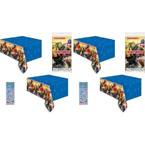 Transformers Birthday Party Supplies Decoration Bundle Pack Includes 2 Rectangular Plastic Table Covers 54" x 84" and 1 Esave Dinosaur Sticker Sheet in Kuwait