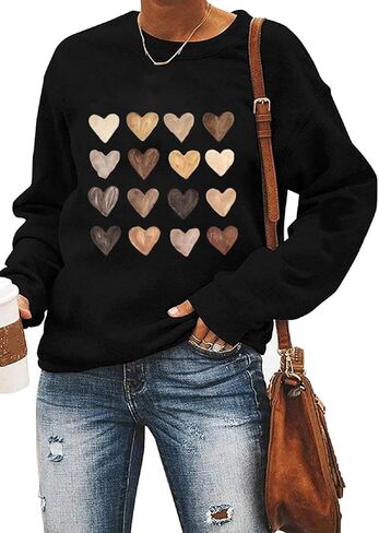 Yimoya Valentines Day Sweatshirt Womens Cute Leopard Love Heart Valentines Shirt Gift Teacher Valentine Sweatshirt in Kuwait