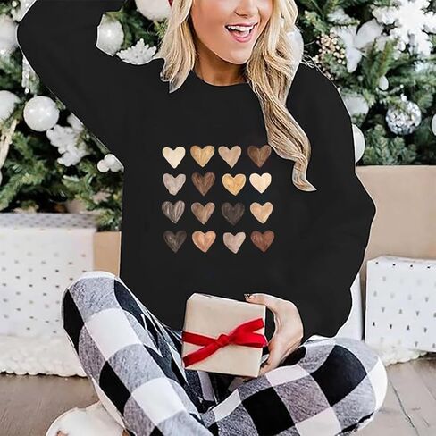 Yimoya Valentines Day Sweatshirt Womens Cute Leopard Love Heart Valentines Shirt Gift Teacher Valentine Sweatshirt in Kuwait