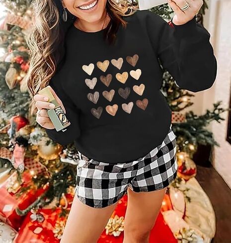 Yimoya Valentines Day Sweatshirt Womens Cute Leopard Love Heart Valentines Shirt Gift Teacher Valentine Sweatshirt in Kuwait