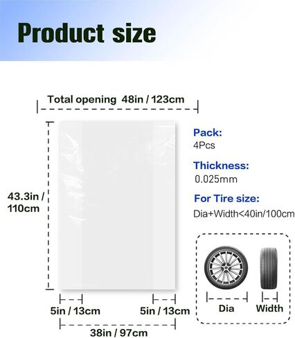4-Pack tire Storage Bags, Waterproof Tire Covers for Storage & Transport, Tear-Resistant Dustproof Disposable Wheel Bags, Fits 13-20 Inch Spare Tires for Most Cars and Vehicles in Kuwait
