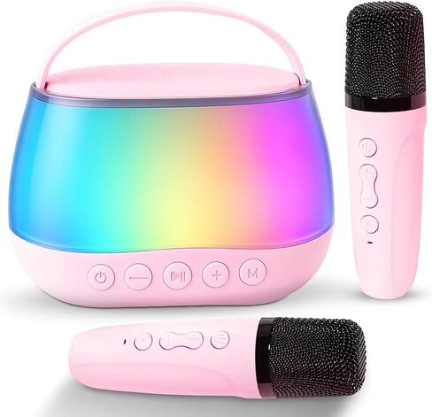 Kids Karaoke Machine with 2 Microphones, Bluetooth Portable Karaoke Speaker with Voice Changer & LED Lights – Gift for Kids in Saudi Arabia