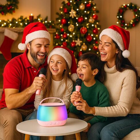 Kids Karaoke Machine with 2 Microphones, Bluetooth Portable Karaoke Speaker with Voice Changer & LED Lights – Gift for Kids in Saudi Arabia