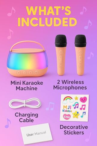 Kids Karaoke Machine with 2 Microphones, Bluetooth Portable Karaoke Speaker with Voice Changer & LED Lights – Gift for Kids in Saudi Arabia