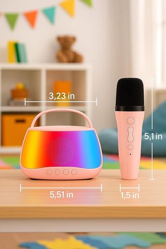 Kids Karaoke Machine with 2 Microphones, Bluetooth Portable Karaoke Speaker with Voice Changer & LED Lights – Gift for Kids in Saudi Arabia