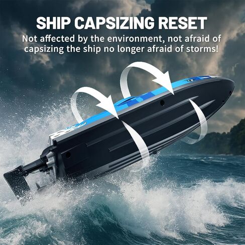 قارب RC بسرعة 25 كم/ساعة، قارب تحكم عن بعد مقاوم للماء عالي السرعة، تبريد المياه، جهاز تحكم عن بعد 2.4 جيجا هرتز، بطاريتان، مصابيح LED، قلب بمفتاح واحد، بطارية منخفضة ومنبه خارج النطاق، سباق حمام السباحة والبحيرة للأطفال والكبار in Kuwait