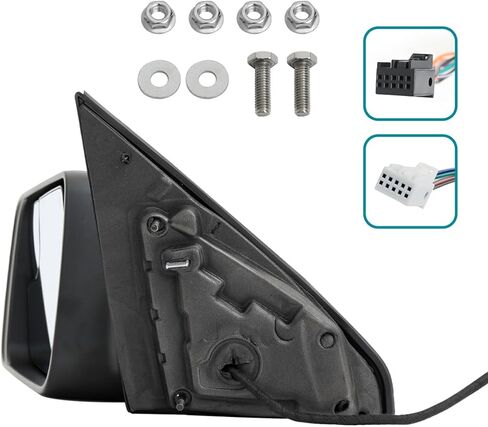 Spec-D Tuning Chrome Power Fold ساخنة + بركة + شاشة النقطة العمياء مرآة الجانب الأيسر للسائق متوافقة مع 2019-2024 Ram 1500، زوج يسار + يمين in Kuwait