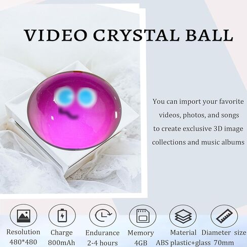 2.7inch Videos And Photo Player Ball with Digital Display,2025 New Crystal Ball Video Player,Video Sphere,3D Stereoscopic Visual Effect,for Recording Beautiful Moments and Preserving Mem(Color:Orange) in Saudi Arabia