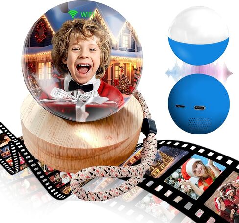 2.7" Custom Crystal Ball Video Player,Memory Sphere Ornament, Memory Orb Custom Video Sphere, Personalized Uploadable Videos & Photos, USB Rechargeable Crystal Ball Video Player for Gifts(Pink) in Saudi Arabia