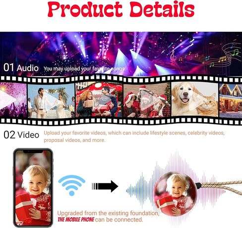 2.7" Custom Crystal Ball Video Player,Memory Sphere Ornament, Memory Orb Custom Video Sphere, Personalized Uploadable Videos & Photos, USB Rechargeable Crystal Ball Video Player for Gifts(Pink) in Saudi Arabia