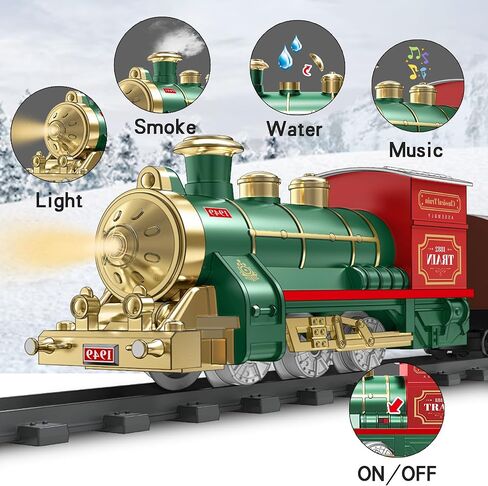 Train Set Electric Train Toys for Kids, Christmas Train Set with Smokes, Light & Sound for Under Christmas Tree, Toddler Model Trains for 3 4 5 6 7 8+ Years Old Kids Boys Birthday Gifts in Saudi Arabia
