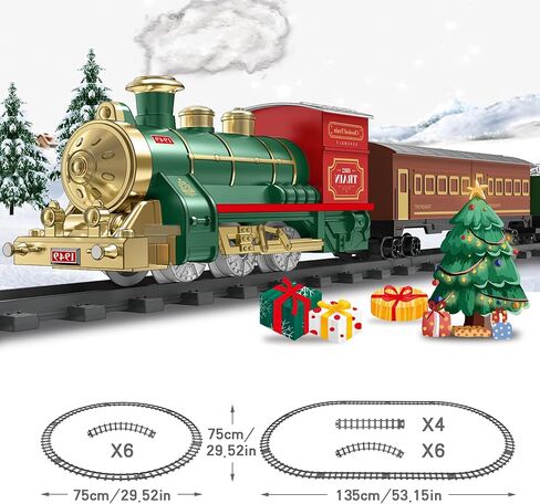Train Set Electric Train Toys for Kids, Christmas Train Set with Smokes, Light & Sound for Under Christmas Tree, Toddler Model Trains for 3 4 5 6 7 8+ Years Old Kids Boys Birthday Gifts in Saudi Arabia