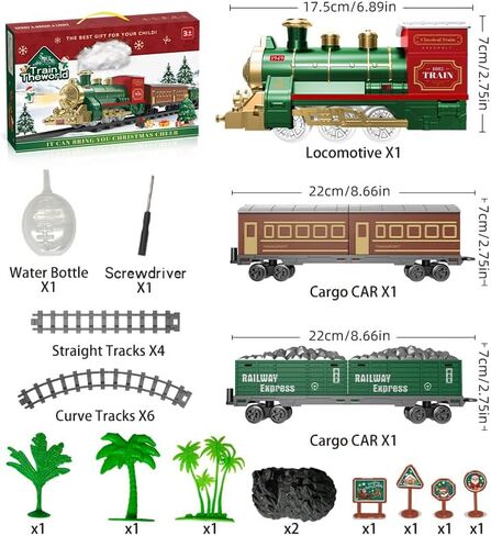 Train Set Electric Train Toys for Kids, Christmas Train Set with Smokes, Light & Sound for Under Christmas Tree, Toddler Model Trains for 3 4 5 6 7 8+ Years Old Kids Boys Birthday Gifts in Saudi Arabia