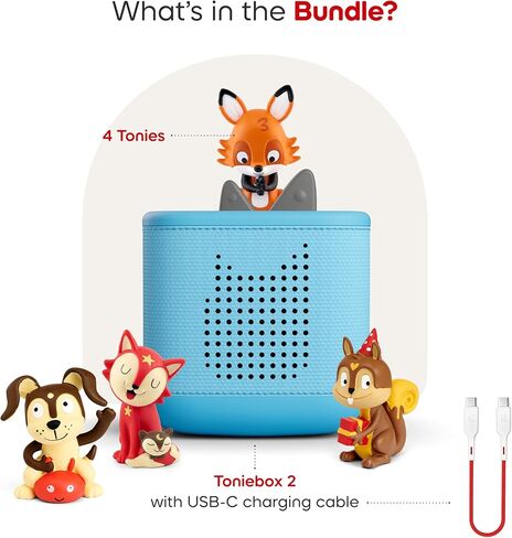 Toniebox 2 Audio Player Favorite Songs Bundle for Kids 1+ with Playtime Puppy, Bedtime Songs, Counting Songs, and Celebration Songs - Sunset Red in Saudi Arabia