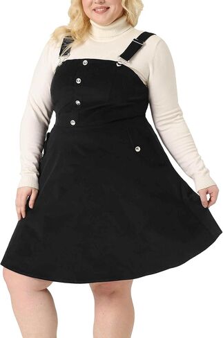 Agnes Orinda Plus Size Corduroy Pinafore Short Dress for Women Adjustable Strap Overall Dress Suspender Skirt in Saudi Arabia
