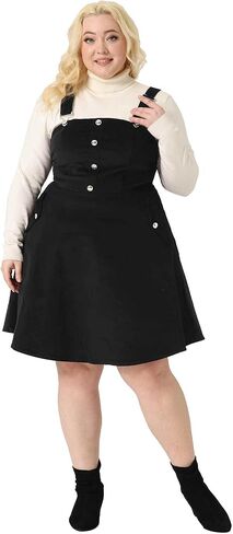 Agnes Orinda Plus Size Corduroy Pinafore Short Dress for Women Adjustable Strap Overall Dress Suspender Skirt in Saudi Arabia