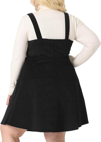 Agnes Orinda Plus Size Corduroy Pinafore Short Dress for Women Adjustable Strap Overall Dress Suspender Skirt in Saudi Arabia