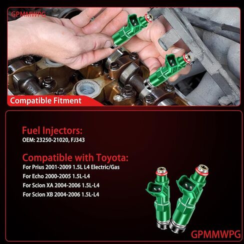 4Pcs Fuel Injectors 23250-21020 FJ343 Injector Compatible with Toyota Prius 2001-2009 Echo 2000-2005 Scion XA XB 2004 2005 2006 1.5L L4 Replaces 23209-21020 842-12234 Set of 4 in Saudi Arabia