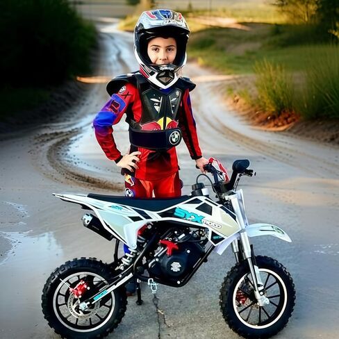 دراجة ترابية تعمل بالغاز SYX MOTO 60cc، دراجة نارية رباعية الأشواط لـ 8-14، دراجة نارية صغيرة تعمل بالغاز على الطرق الوعرة، مثالية للمسارات والموتوكروس، حتى 22 ميلاً في الساعة، 143 رطلاً أقصى حمولة، معتمدة من وكالة حماية البيئة (أسود) in Saudi Arabia