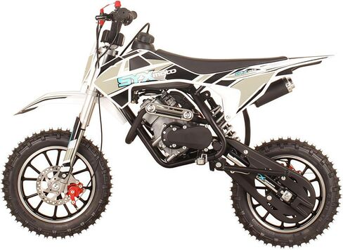 دراجة ترابية تعمل بالغاز SYX MOTO 60cc، دراجة نارية رباعية الأشواط لـ 8-14، دراجة نارية صغيرة تعمل بالغاز على الطرق الوعرة، مثالية للمسارات والموتوكروس، حتى 22 ميلاً في الساعة، 143 رطلاً أقصى حمولة، معتمدة من وكالة حماية البيئة (أسود) in Saudi Arabia