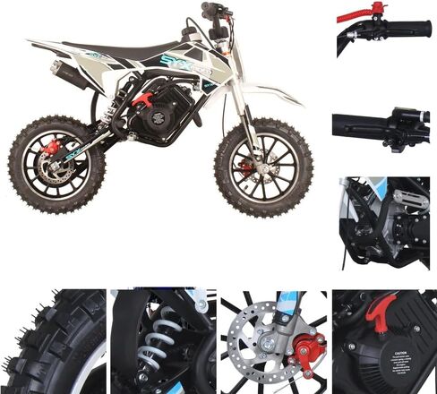 دراجة ترابية تعمل بالغاز SYX MOTO 60cc، دراجة نارية رباعية الأشواط لـ 8-14، دراجة نارية صغيرة تعمل بالغاز على الطرق الوعرة، مثالية للمسارات والموتوكروس، حتى 22 ميلاً في الساعة، 143 رطلاً أقصى حمولة، معتمدة من وكالة حماية البيئة (أسود) in Saudi Arabia
