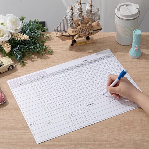 Maitys Habit Tracker for Fridge 12 x 16 Inch Magnetic Workout Tracker Journal Motivation Dry Erase Goal Habit Calendar for Whiteboard with 3 Marker Pens and 1 Eraser in Saudi Arabia