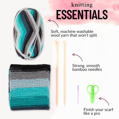 Complete Knitting Kit for Beginners Adults - Learn to Knit Kit - Knitting Set Emotional Support Crochet - Arts and Crafts for Adults - includes accessories, video tutorials, eBook (Nebula) in Saudi Arabia