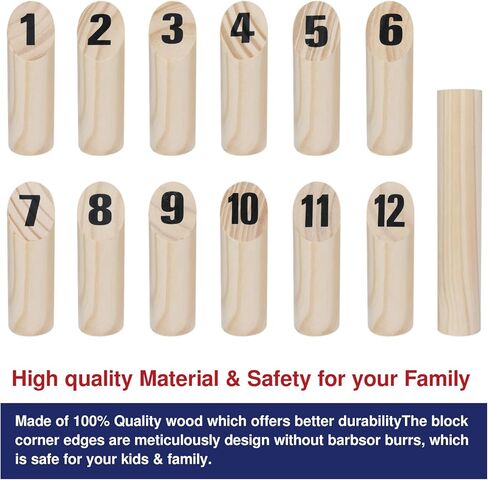 مجموعة ألعاب الرمي الخشبية، 12 لعبة رمي مكعبات مرقمة مع صندوق خشبي، لعبة الفناء الخلفي في الهواء الطلق للأطفال والكبار والعائلة، ألعاب أرضية لمتنزه الشاطئ في الحديقة in Kuwait