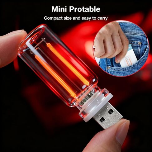 قطعتان من مصابيح السيارة USB، زجاجة زجاجية صغيرة تعمل باللمس وقابلة للتعتيم، إضاءة ليلية محيطة LED للداخلية للسيارة، وغرفة النوم، والممر، والتخييم، والعطلات، وتزيين الحفلات (أزرق) in Kuwait
