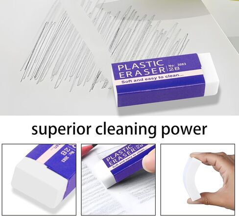 10 عبوات من ممحاة أقلام الرصاص، ممحاة ناعمة ومتينة لأقلام الرصاص، مثالية للفنانين والمحترفين، أداء مسح طويل الأمد in Kuwait