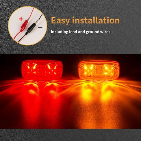 14x علامة مقطورة LED ضوء مزدوج Bullseye 10 ثنائيات ضوء التخليص أحمر/كهرماني، عين النمر/فقاعة مزدوجة 12 فولت مقاوم للماء بيضاوي مستطيل مستطيل LED ضوء علامة جانبية لشاحنة RV وما إلى ذلك in Kuwait