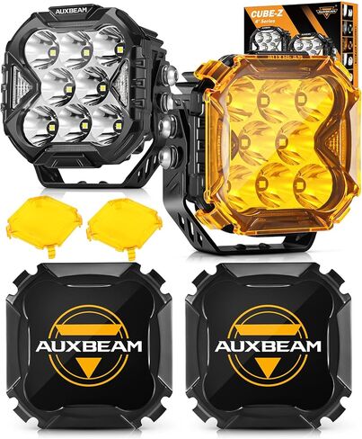 كبسولات LED سبوت من سلسلة Auxbeam Cube-Z مقاس 4 بوصات مع 3 أوضاع لإشارة الانعطاف DRL + أغطية إضاءة Pod Auxbeam مقاس 4 بوصات، أسود in Kuwait