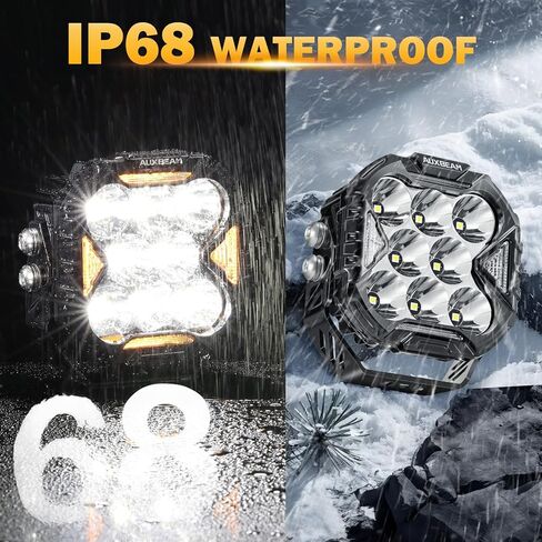 كبسولات LED سبوت من سلسلة Auxbeam Cube-Z مقاس 4 بوصات مع 3 أوضاع لإشارة الانعطاف DRL + أغطية إضاءة Pod Auxbeam مقاس 4 بوصات، أسود in Kuwait
