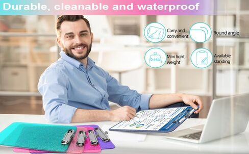 Sparkly Clipboard with Pen Holder, Clear Plastic Glitter Clip Board, Hanging Shiny Clipboards with Low Profile Metal Clip, Letter A4 Size for Taecher Women Office School (Rose Red) in Saudi Arabia