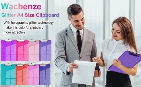 Sparkly Clipboard with Pen Holder, Clear Plastic Glitter Clip Board, Hanging Shiny Clipboards with Low Profile Metal Clip, Letter A4 Size for Taecher Women Office School (Rose Red) in Saudi Arabia