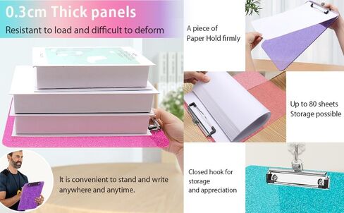Sparkly Clipboard with Pen Holder, Clear Plastic Glitter Clip Board, Hanging Shiny Clipboards with Low Profile Metal Clip, Letter A4 Size for Taecher Women Office School (Rose Red) in Saudi Arabia