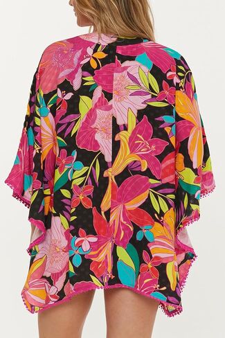 Trina Turk Women's Standard Solar Tunic, Casual Open Front, Floral Print, Beach Cover Ups, Multicolor in Saudi Arabia