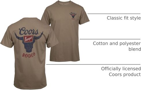 Brew City Coors Banquet Distressed Rodeo Logo Tan Adult Men's Classic Fit T-Shirt in Saudi Arabia