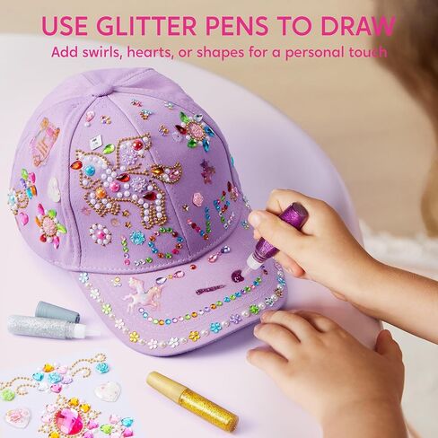 مجموعات كليفر لتزيين قبعة البيسبول الخاصة بك مع 7 ورقات من ملصقات الأحجار الكريمة، مجموعة أنشطة الحرف اليدوية للأطفال، مجموعات الفن والحرف اليدوية، هدايا عيد الميلاد للبنات in Kuwait