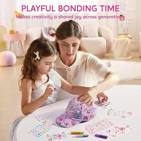 مجموعات كليفر لتزيين قبعة البيسبول الخاصة بك مع 7 ورقات من ملصقات الأحجار الكريمة، مجموعة أنشطة الحرف اليدوية للأطفال، مجموعات الفن والحرف اليدوية، هدايا عيد الميلاد للبنات in Kuwait