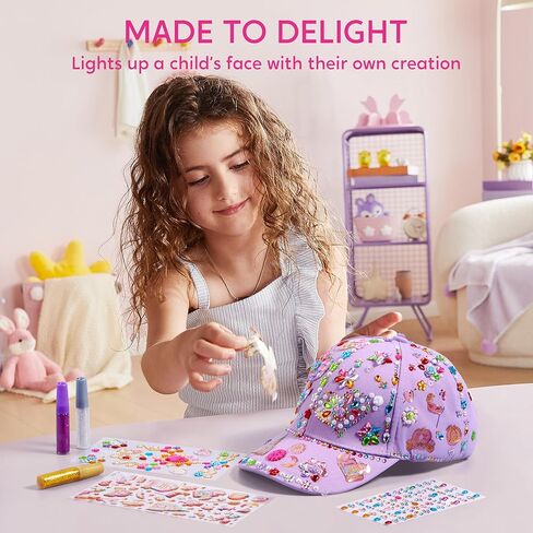 مجموعات كليفر لتزيين قبعة البيسبول الخاصة بك مع 7 ورقات من ملصقات الأحجار الكريمة، مجموعة أنشطة الحرف اليدوية للأطفال، مجموعات الفن والحرف اليدوية، هدايا عيد الميلاد للبنات in Kuwait