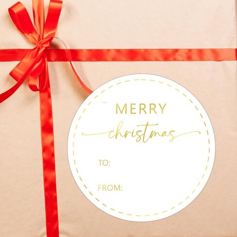 Gold Merry Christmas Gifts Tags Stickers, 30 Pcs Christmas Name Tags for Gifts, 2.5x2.5 Inch Holiday Presents Sticker Labels, Festive Chrismas Name Tag for Gift Wrapping Bags Classroom-D11 in Kuwait