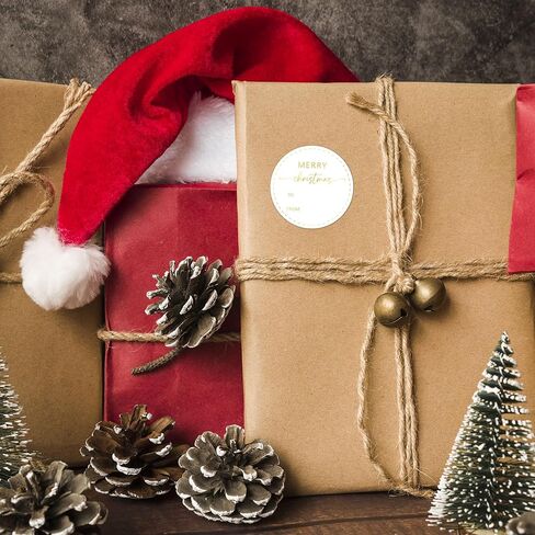 Gold Merry Christmas Gifts Tags Stickers, 30 Pcs Christmas Name Tags for Gifts, 2.5x2.5 Inch Holiday Presents Sticker Labels, Festive Chrismas Name Tag for Gift Wrapping Bags Classroom-D11 in Kuwait