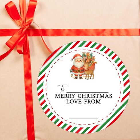 Gold Merry Christmas Gifts Tags Stickers, 30 Pcs Christmas Name Tags for Gifts, 2.5x2.5 Inch Holiday Presents Sticker Labels, Festive Chrismas Name Tag for Gift Wrapping Bags Classroom-D11 in Kuwait