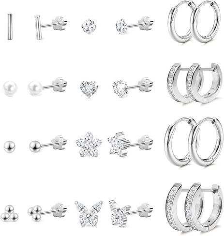 6 أزواج من الأقراط المسمار الخلفي الأسود للأذنين الحساسة، لا تسبب الحساسية الجراحية من الفولاذ المقاوم للصدأ قوس قزح 5A مكعب زركونيا أقراط جانبية ثقب الأزرار مجوهرات 6 مم تشيكوسلوفاكيا للنساء والرجال والفتيات in Kuwait