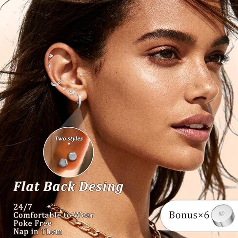 6 أزواج من الأقراط المسمار الخلفي الأسود للأذنين الحساسة، لا تسبب الحساسية الجراحية من الفولاذ المقاوم للصدأ قوس قزح 5A مكعب زركونيا أقراط جانبية ثقب الأزرار مجوهرات 6 مم تشيكوسلوفاكيا للنساء والرجال والفتيات in Kuwait