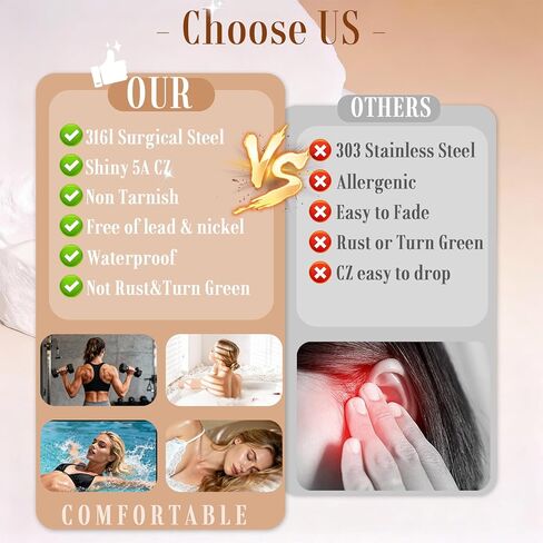 6 أزواج من الأقراط المسمار الخلفي الأسود للأذنين الحساسة، لا تسبب الحساسية الجراحية من الفولاذ المقاوم للصدأ قوس قزح 5A مكعب زركونيا أقراط جانبية ثقب الأزرار مجوهرات 6 مم تشيكوسلوفاكيا للنساء والرجال والفتيات in Kuwait